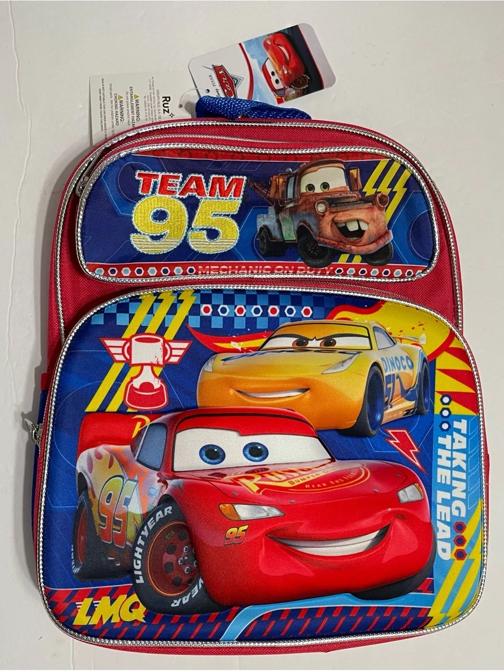 Small Backpack - Disney - Cars McQueen Team 95 3D Pop-up 12” School Bag,New